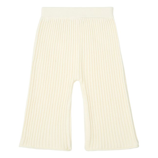 Organic Cotton Rib Knit 3/4 Pants | Cream