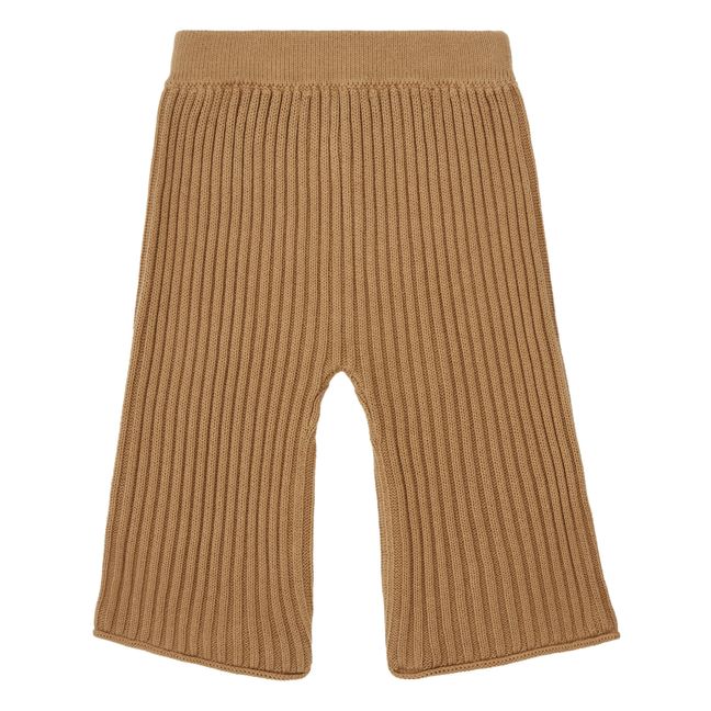 Pantalón 3/4 de punto acanalado de algodón orgánico | Marrón