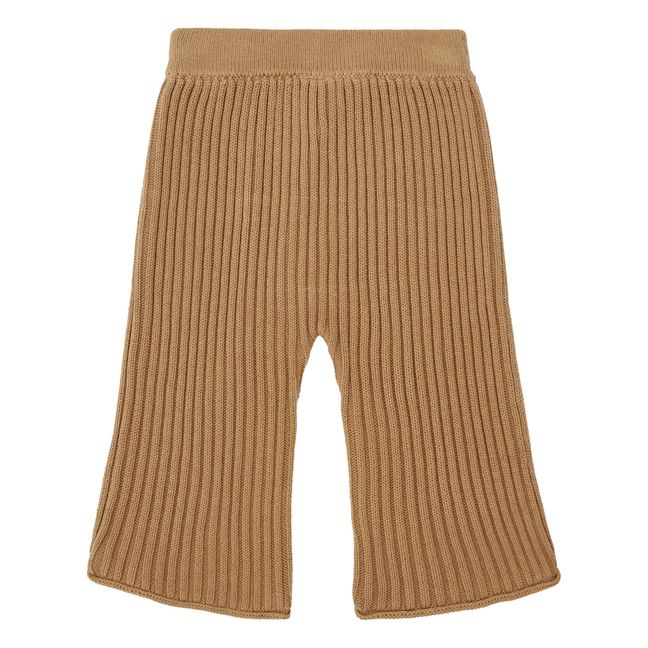 Organic Cotton Rib Knit 3/4 Pants | Marrón