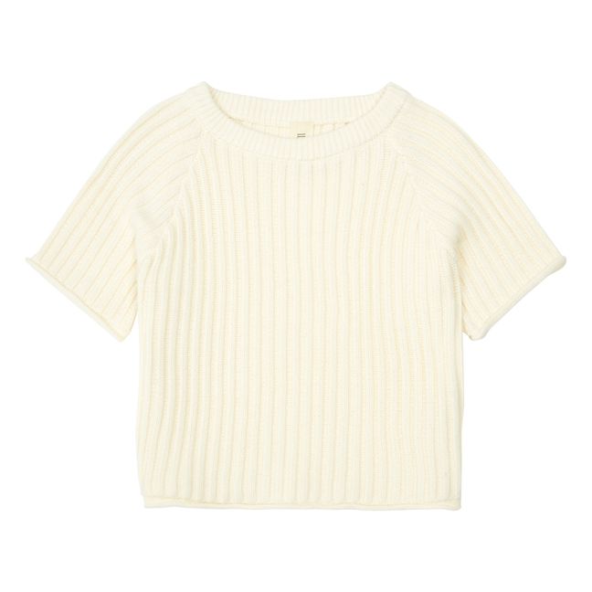 Organic Cotton Rib Knit T-Shirt | Cremefarben
