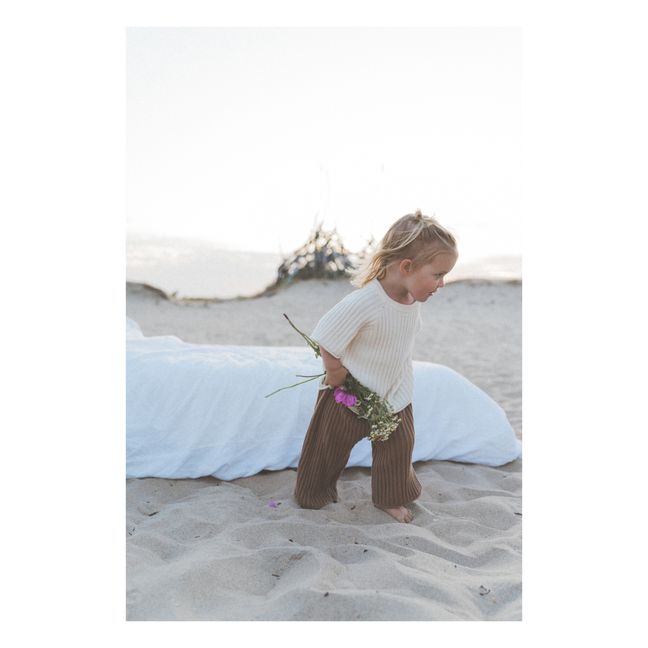 Organic Cotton Rib Knit T-Shirt | Cream