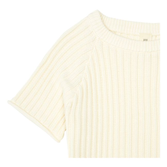 Organic Cotton Rib Knit T-Shirt | Cremefarben