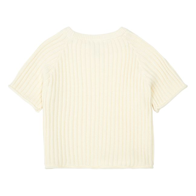 Organic Cotton Rib Knit T-Shirt | Crema