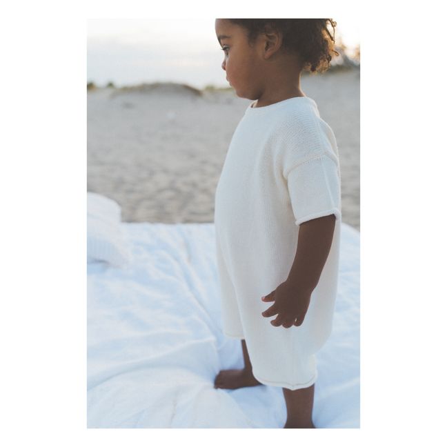 Organic Cotton Short Sleeved Knit Romper | Cream