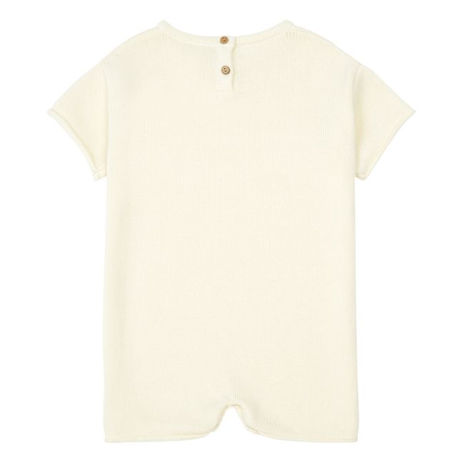 Organic Cotton Short Sleeved Knit Romper | Cremefarben