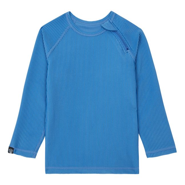 Anti-UV Ribbed T-Shirt | Blue