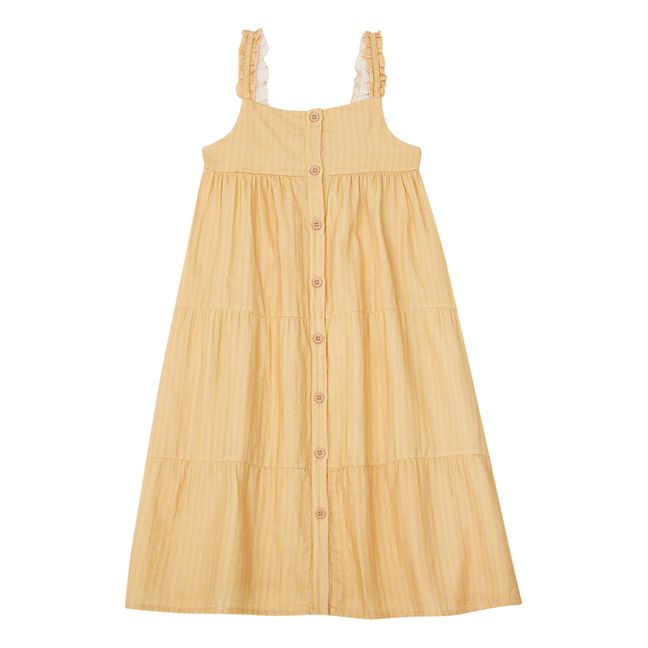 Luz Cotton Gauze Striped Dress | Amarillo palo