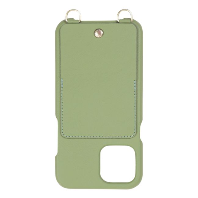 Coque Iphone Lou en cuir | Vert kaki