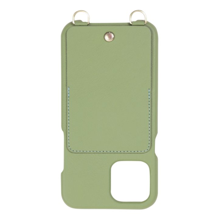 Cover per iPhone, modello: Lou, in pelle | Verde militare- Immagine del prodotto n°0