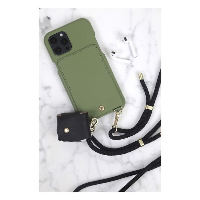 Coque Iphone Lou en cuir | Vert kaki
