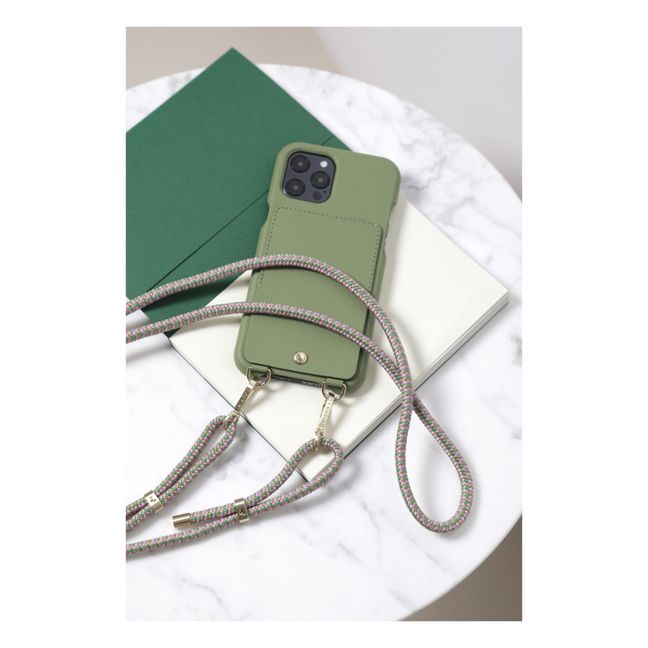 Coque Iphone Lou en cuir | Vert kaki