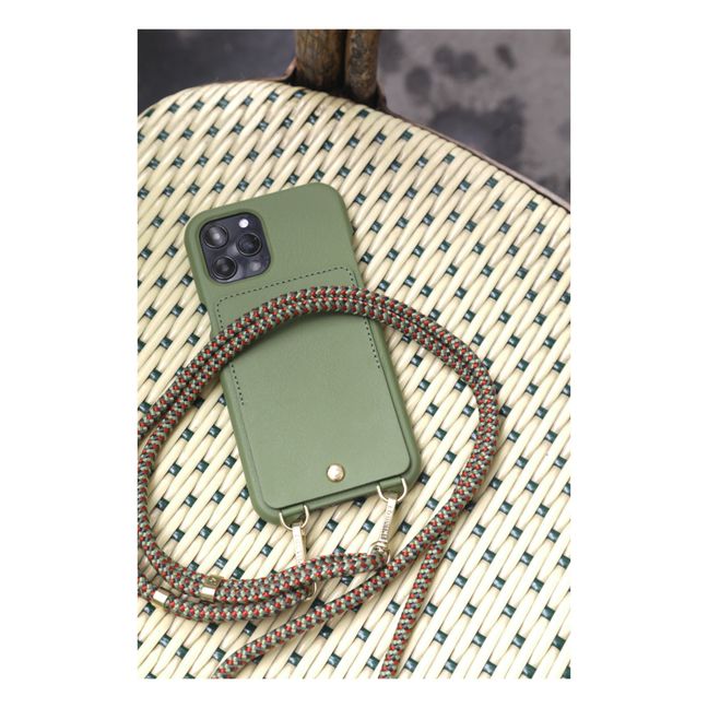 Cover per iPhone, modello: Lou, in pelle | Verde militare