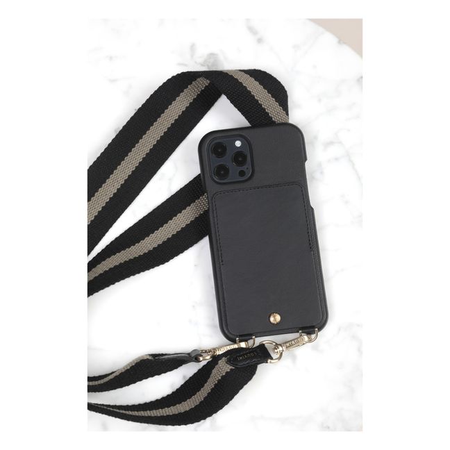 Cover per iPhone, modello: Lou, in pelle | Nero