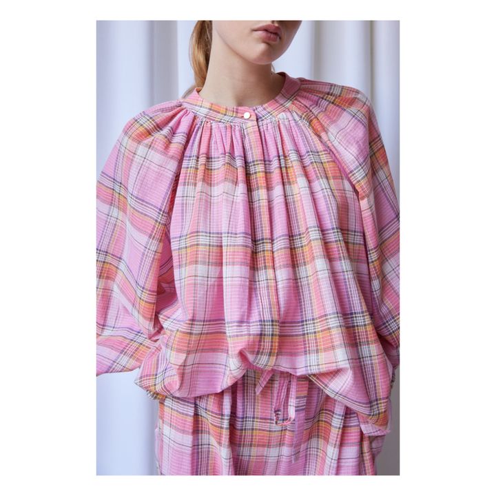 Thalia Checked Blouse | Pink- Product image n°2