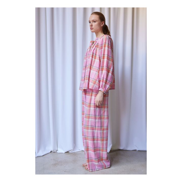 Thalia Checked Blouse | Pink- Product image n°4