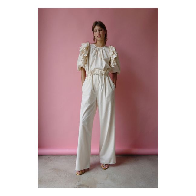 Zoe Popeline Organic Cotton Pants | Blanco Roto