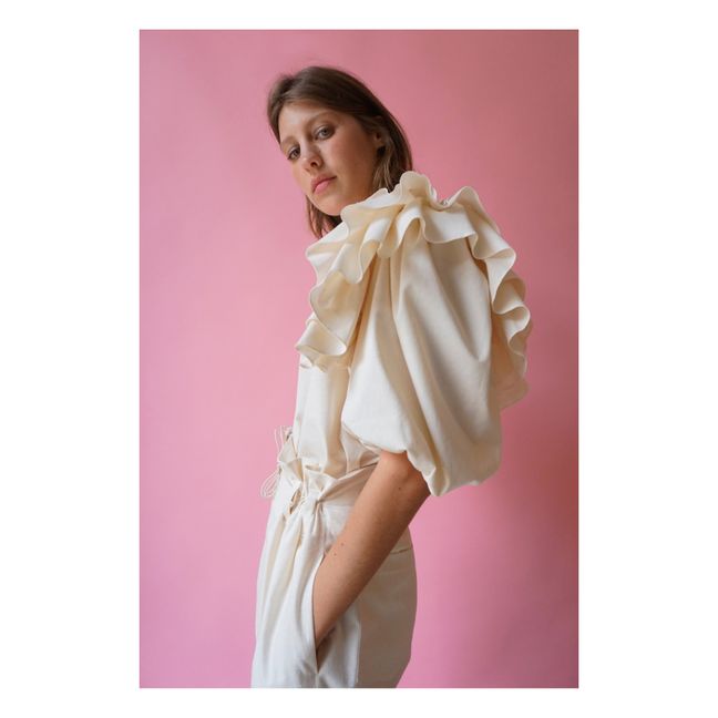 Zoe Popeline Organic Cotton Pants | Blanco Roto