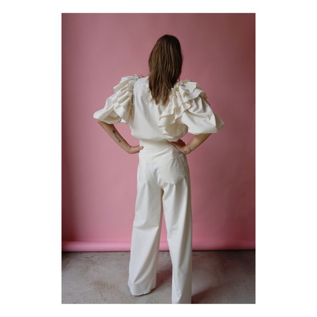 Zoe Popeline Organic Cotton Pants | Blanco Roto