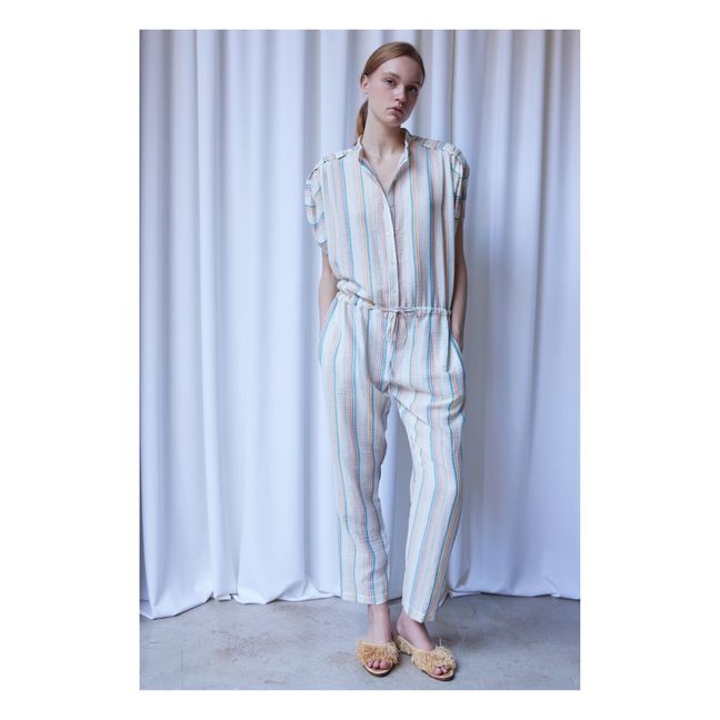 Siena Bambula Striped Jumpsuit | Blanco