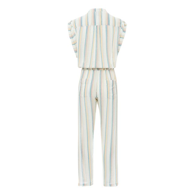 Siena Bambula Striped Jumpsuit | Blanco