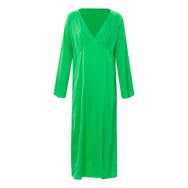 Mina Crepe Satin Dress | Verde fluo