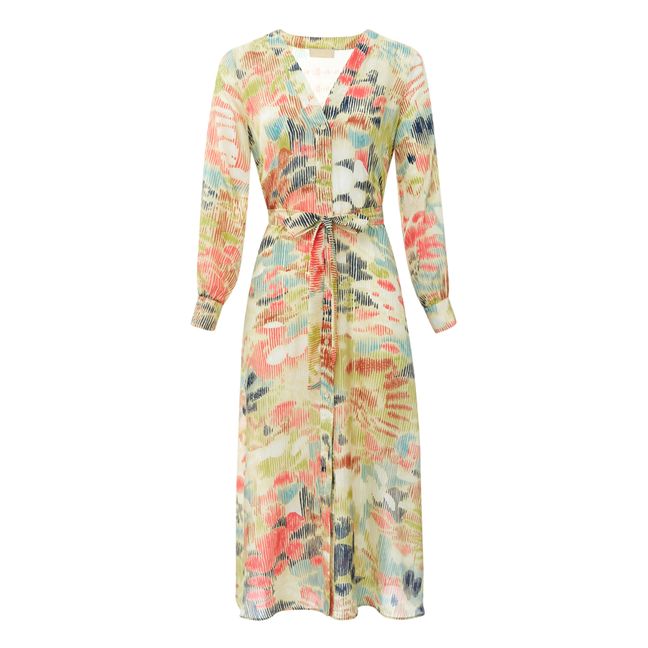 California Printed Silk Habotai Dress | Giallo limone