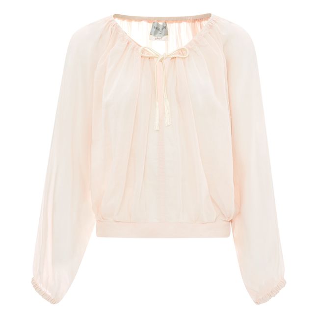 Bohemian Blouse Knotted Silk Voile and Cotton | Rosa incarnato