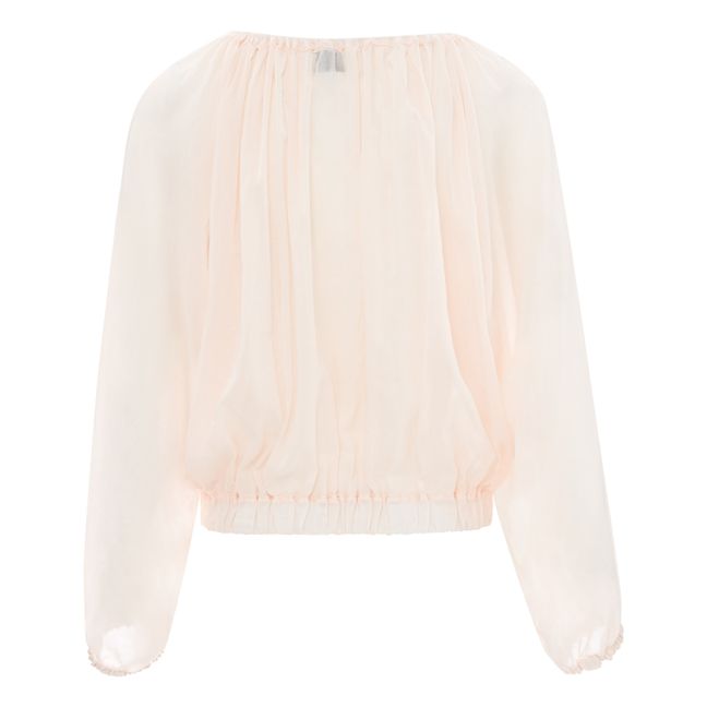Bohemian Blouse Knotted Silk Voile and Cotton | Rosa incarnato