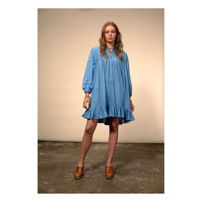 Preeti Cotton Voile Dress | Light blue