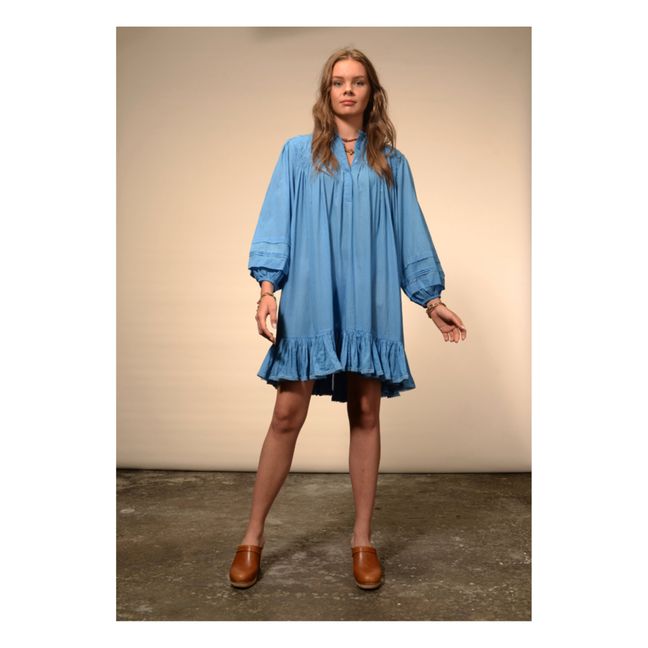 Preeti Cotton Voile Dress | Azzurro