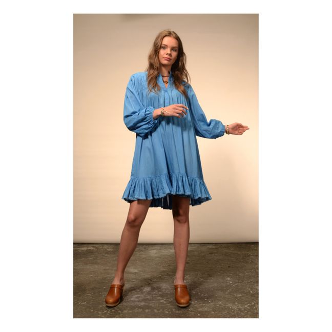 Preeti Cotton Voile Dress | Azzurro