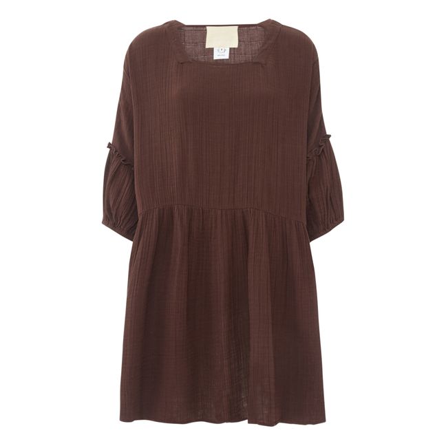 Miro Smocked Organic Cotton Dress | 05 Cacao