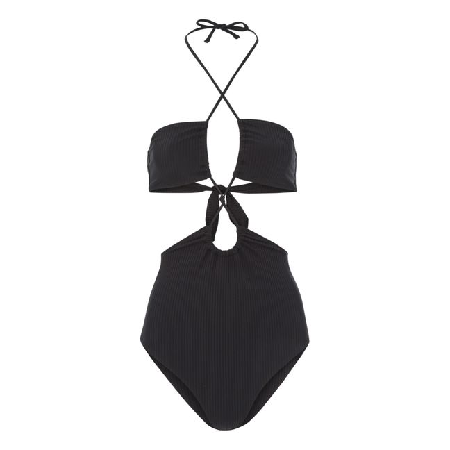 Davina Ribbed Swimsuit | Schwarz
