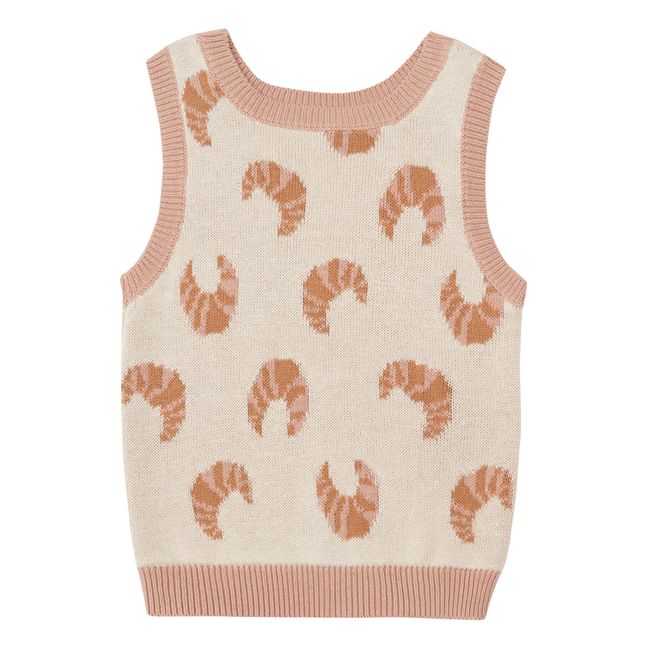 Croissant Printed Knitted Vest | Pale pink