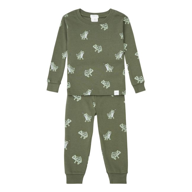 Organic Cotton Pyjama Set Frogs | Verde Kaki