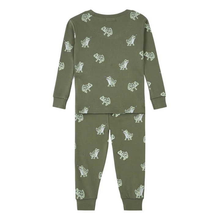 Pyjama Deux Pièces Coton Bio Grenouilles | Vert kaki- Image produit n°1