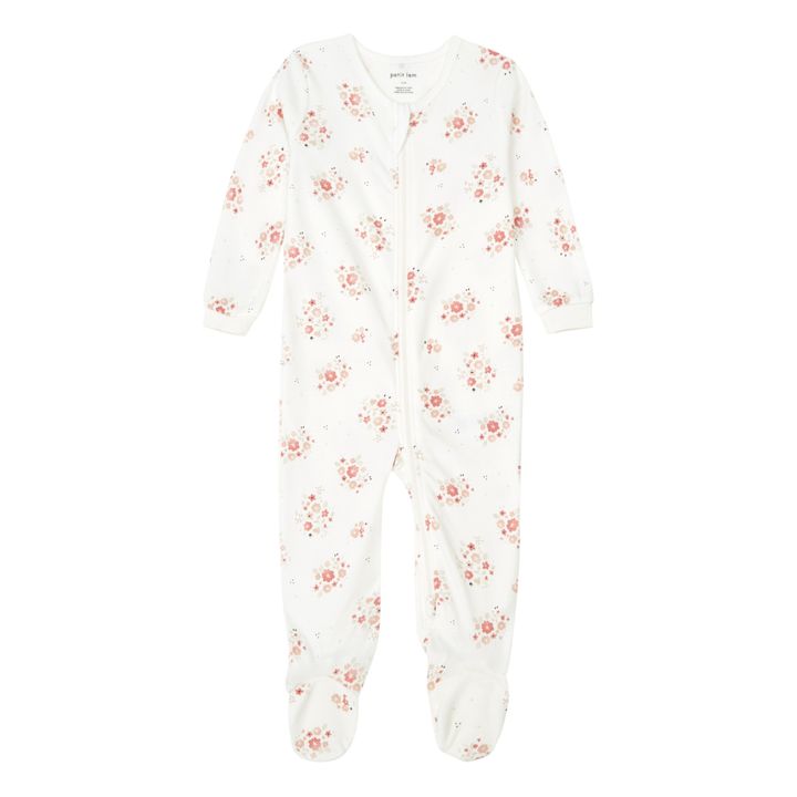 Pijama de una pieza de algodón orgánico Flores | Crudo- Imagen del producto n°0