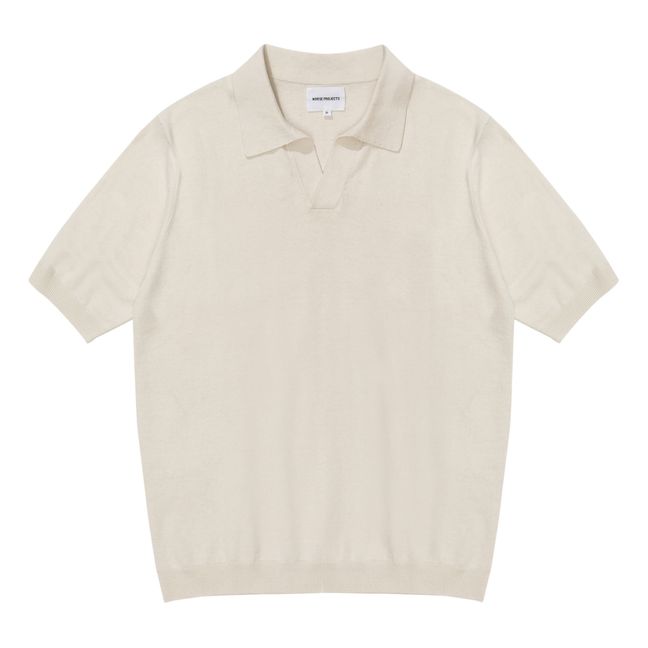 Leif Cotton Linen Polo Shirt | Bianco