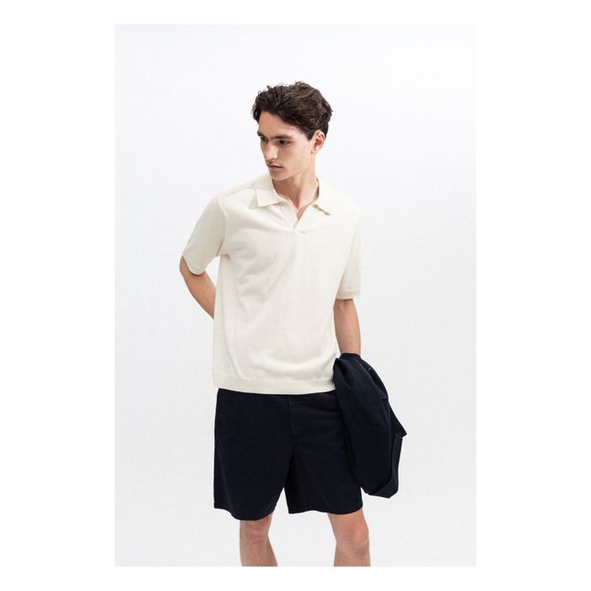 Leif Cotton Linen Polo Shirt | Grauweiß
