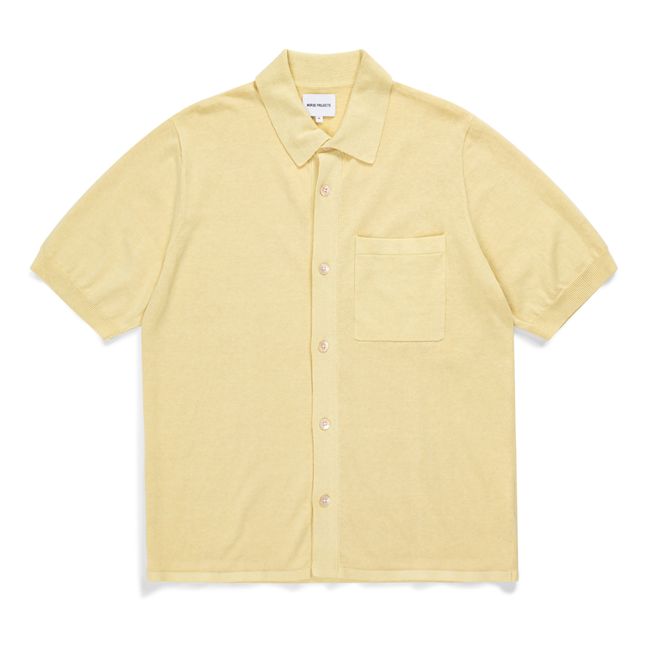 Rollo Cotton Linen Short Sleeved Shirt | Giallo chiaro