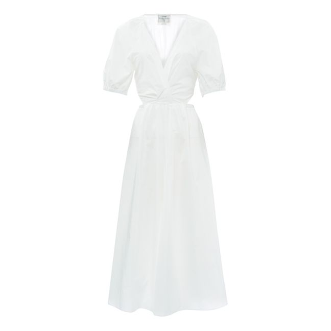 Cotton Poplin Embroidered Cut Out Dress | Blanco