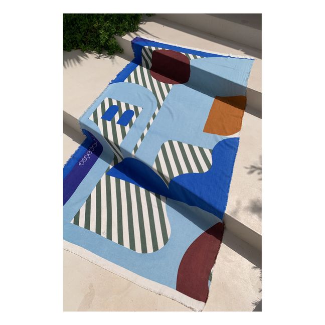 Fouta Carte postale - 2 places | Bleu