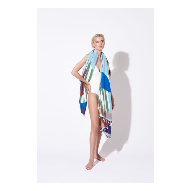 Fouta Carte postale - 2 places | Bleu