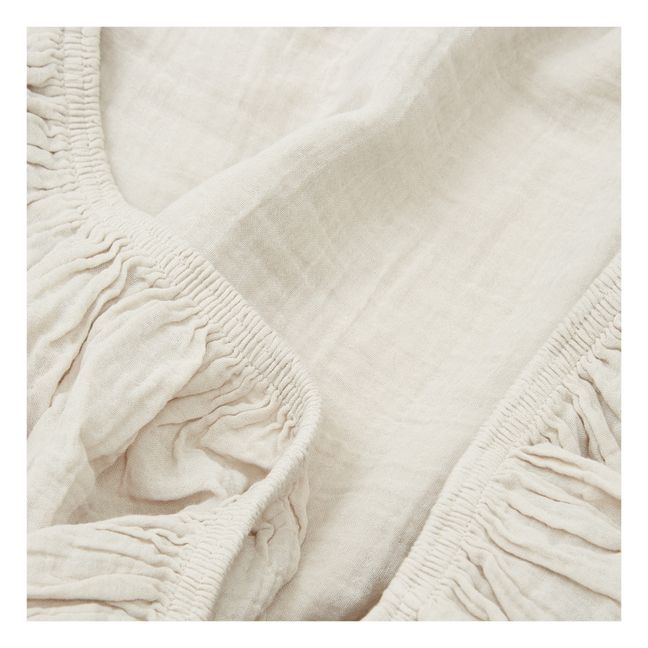 Drap-housse Dili en voile de coton | Craie
