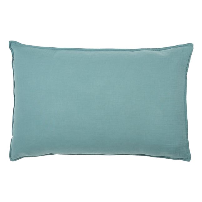 Funda de almohada de velo de algodón Dili | Bleu stone