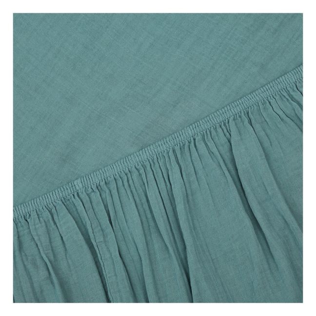 Dili Cotton Voile Fitted Sheet  | Bleu stone