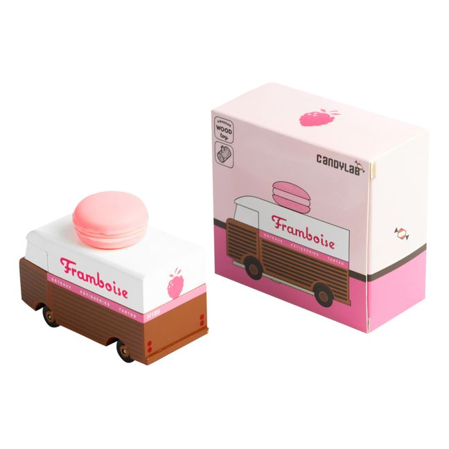 Coche de madera Macarrón de frambuesa