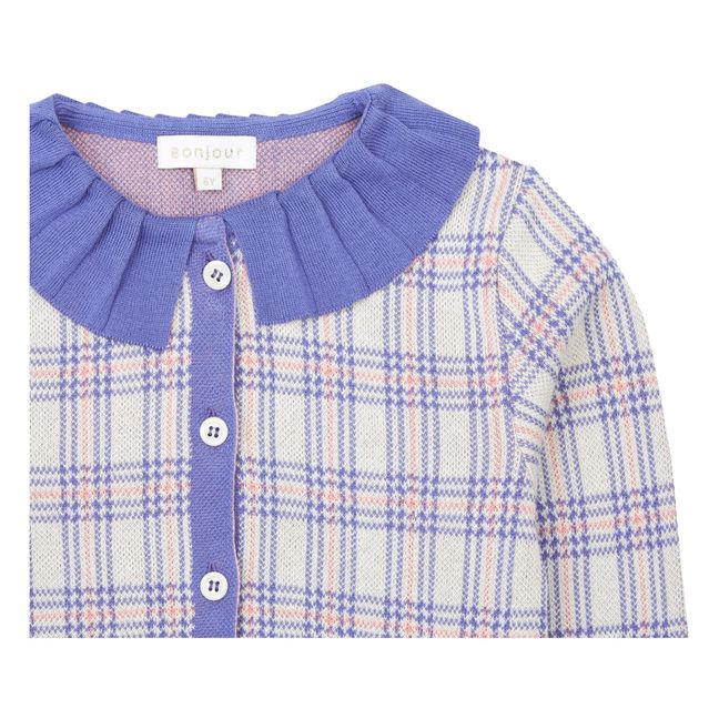 Checked Cardigan | Blau