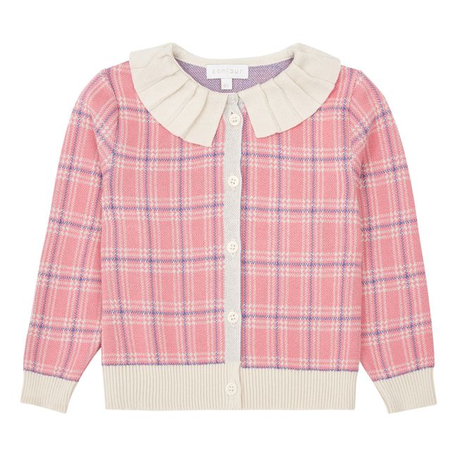 Checked Cardigan | Pink