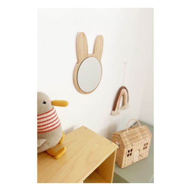 Specchio coniglio in legno 